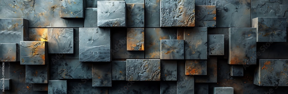Abstract Cube Wall with Textured Surface Abstract Cube Wall with Textured Surface