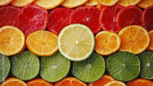 The Malawi flag is creatively framed within slices of vibrant citrus fruits arranged horizontally.  photo