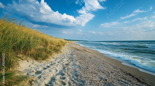 Vama Veche, a picturesque village on the Romanian coast, lies at the edge of the Black Sea, where the gentle waves meet the sandy seashore. photo