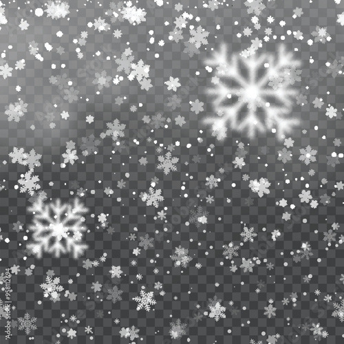 Transparent Snowflake Overlay for Winter Design Projects. Vector illustration.