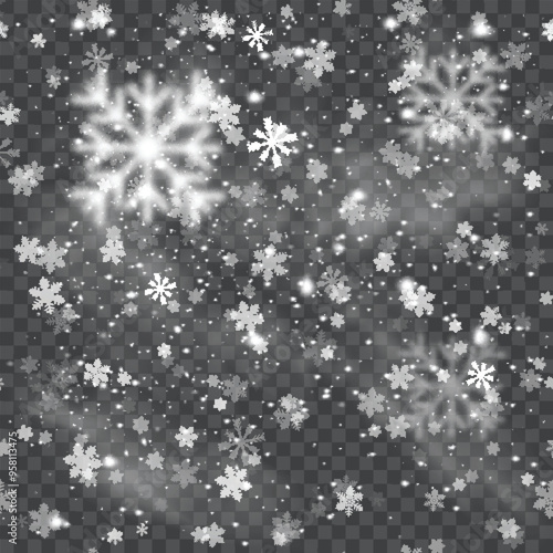 Transparent Snowflake Overlay for Winter Design Projects. Vector illustration.