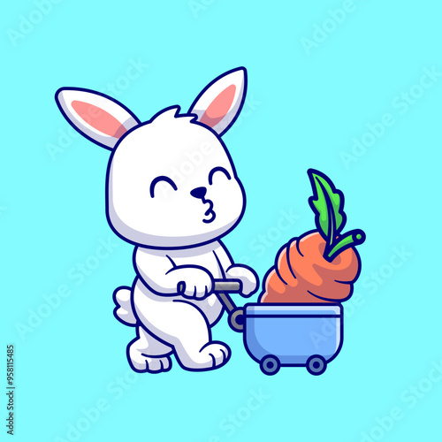 Cute Rabbit Bring Carrot With Trolley Cartoon Vector Icon
Illustration. Animal Nature Icon Concept Isolated Premium
Vector. Flat Cartoon Style
