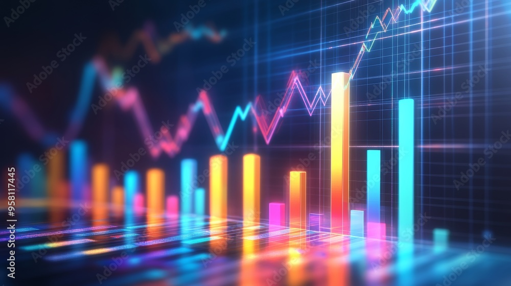 This upward-trending bar graph with vibrant bars shows the steady increase in power usage over time, emphasizing how electricity demand is increasing. This upward-trending bar graph with vibrant bars shows the steady increase in power usage over time, emphasizing how electricity demand is increasing.