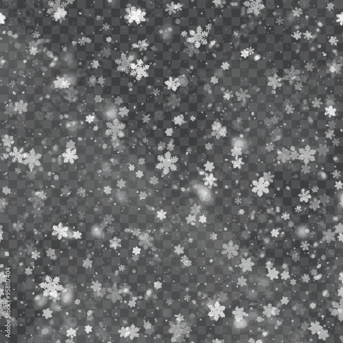 Transparent Snowflake Overlay for Winter Design Projects. Vector illustration.