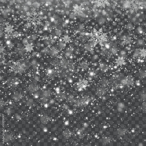 Transparent Snowflake Overlay for Winter Design Projects. Vector illustration.