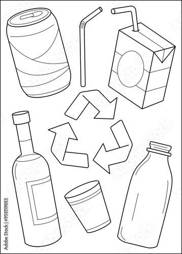 segregation trash waste coloring book page