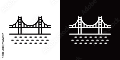 ゴールデンゲートブリッジのシンプルな線画アイコン