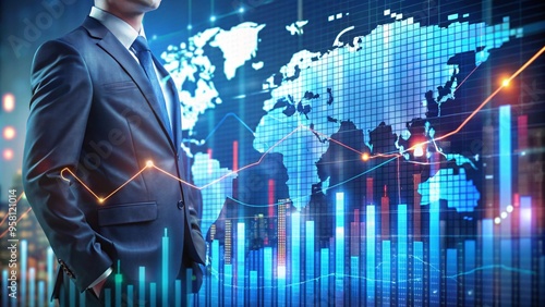 Global business finance GDP graph chart report stock exchange market trading investment and businessman data analytics big data, technology business client analysis management