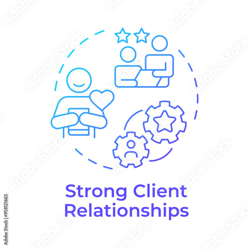 Strong client relationships blue gradient concept icon. Consumer feedback, advertising personalization. Round shape line illustration. Abstract idea. Graphic design. Easy to use in infographic