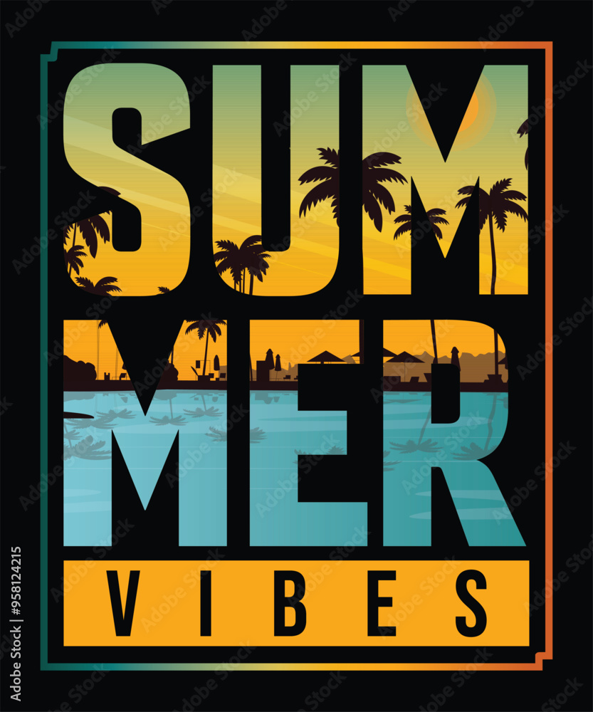 Fototapeta premium Beach summer vector t shirt design