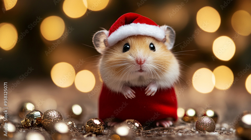 Hamster wearing christmas costume in copyspace background. christmas concept. Lovely pet concept. Hamster wearing christmas costume in copyspace background. christmas concept. Lovely pet concept.