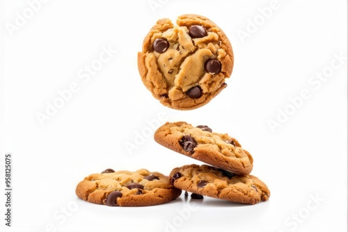 Chocolate Chip Cookies Isolated on White Background photo