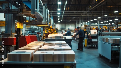 A large warehouse for goods on the banks of a huge factory.