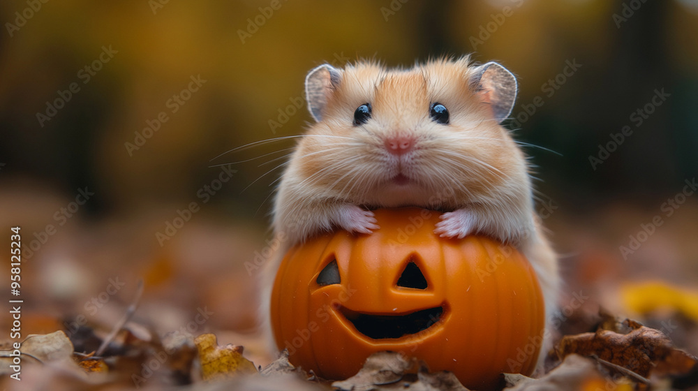 Hamster wearing halloween costume in copyspace background. Halloween concept. Lovely pet concept. Hamster wearing halloween costume in copyspace background. Halloween concept. Lovely pet concept.
