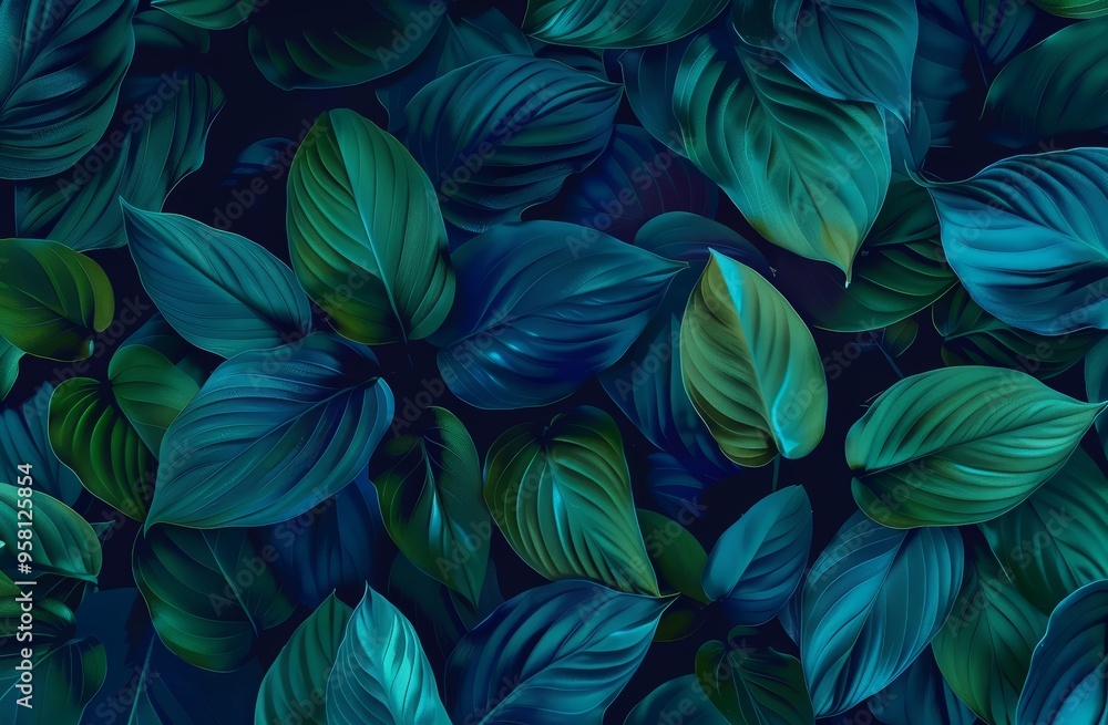 fondo de hojas azul y verde fondo de hojas azul y verde
