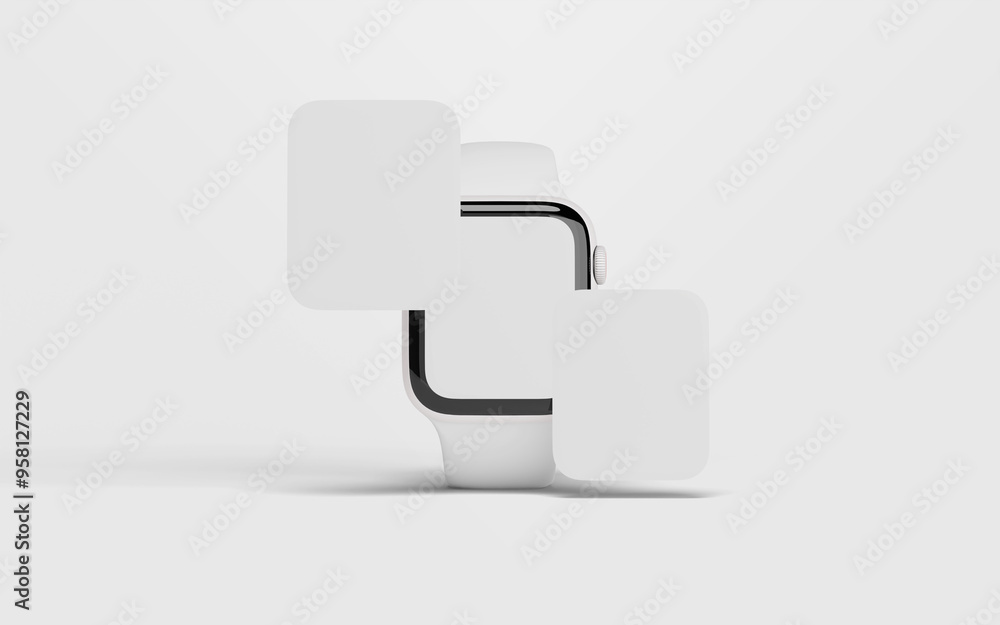 Smartwatch and screen on white background
Smartwatch and screen on white background