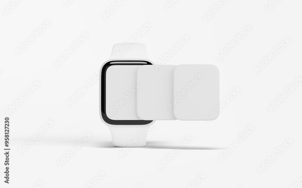 Smartwatch and screen on white background
Smartwatch and screen on white background