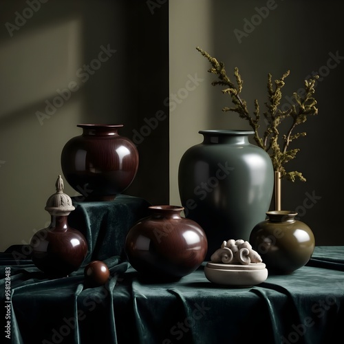 still life with vase and candle