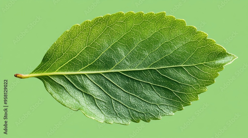 Obraz premium A hawthorn leaf, with its deeply serrated margins and dark green color