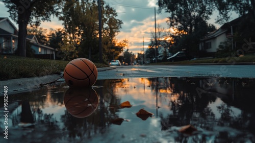 The basketball symbolizes victory as it makes its way towards the hoop.