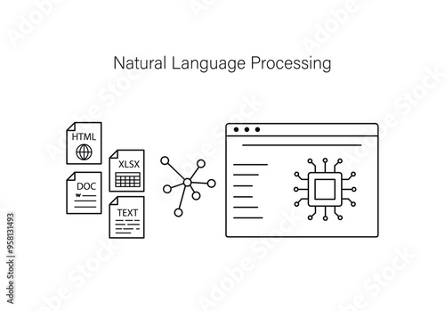 Natural Language Processing, AI-Driven Text Analysis, Language Understanding, and Semantic Analysis Icon with Editable Stroke.