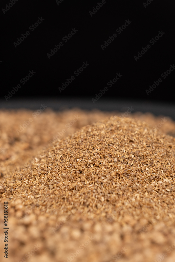 Ground Coriander Natural Spice Close-Up. Ground Coriander Natural Spice Close-Up.