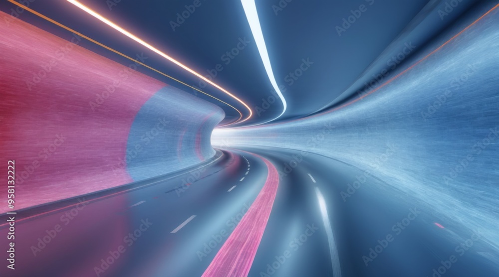 Digital illustration of a tunnel with clouds in the center, feat Digital illustration of a tunnel with clouds in the center, feat