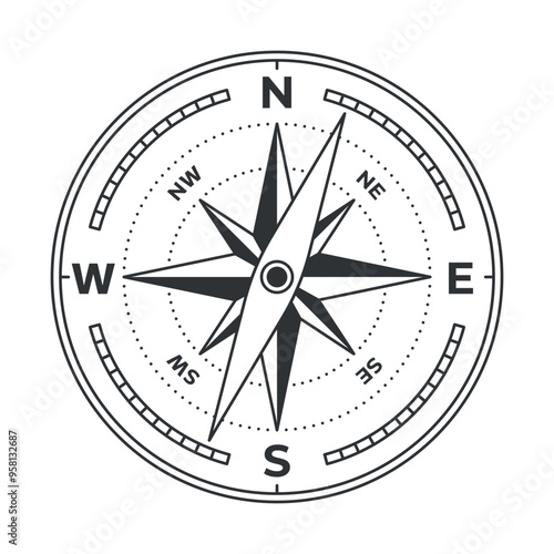 Navigation compass Wind rose isolated on white