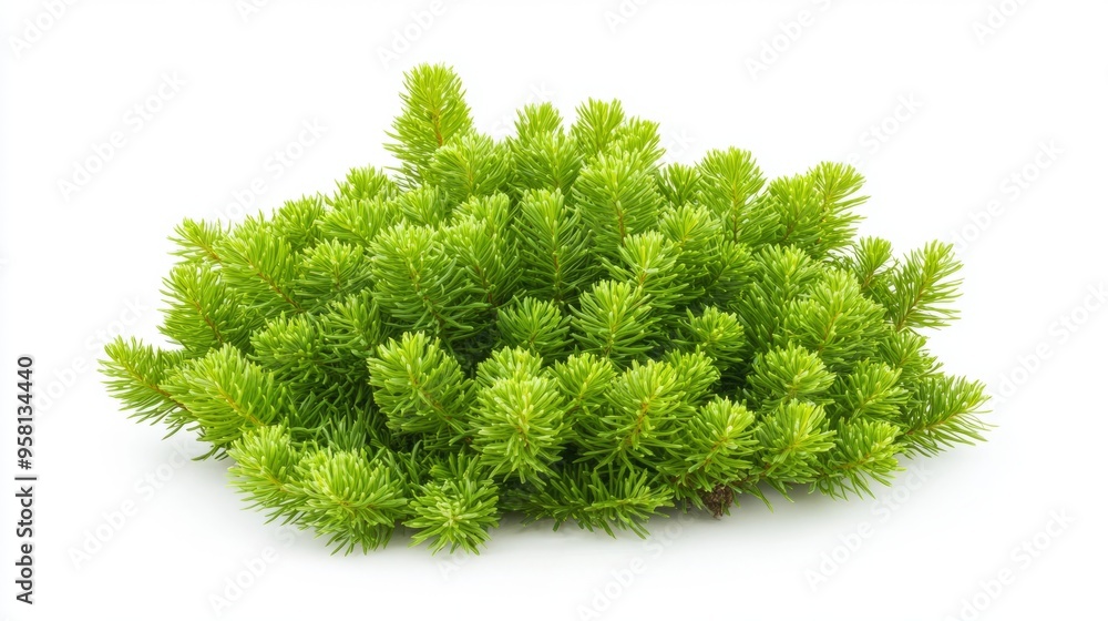 Fototapeta premium A single larch needle cluster, soft and bright green, arranged in a tuft-like shape