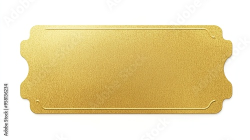 Blank Golden Ticket from Top View: Isolated top view of a blank golden ticket, suitable for promotional or event-related use. photo