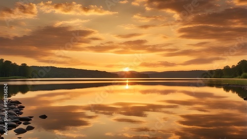 sunset over the river