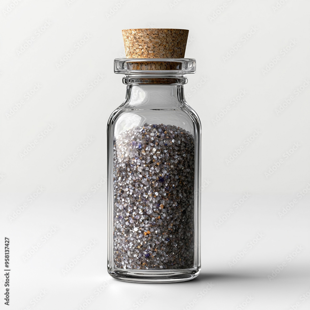 Glass bottle filled with sparkling glitter, perfect for crafts or decoration. A stylish addition to any creative project. Glass bottle filled with sparkling glitter, perfect for crafts or decoration. A stylish addition to any creative project.