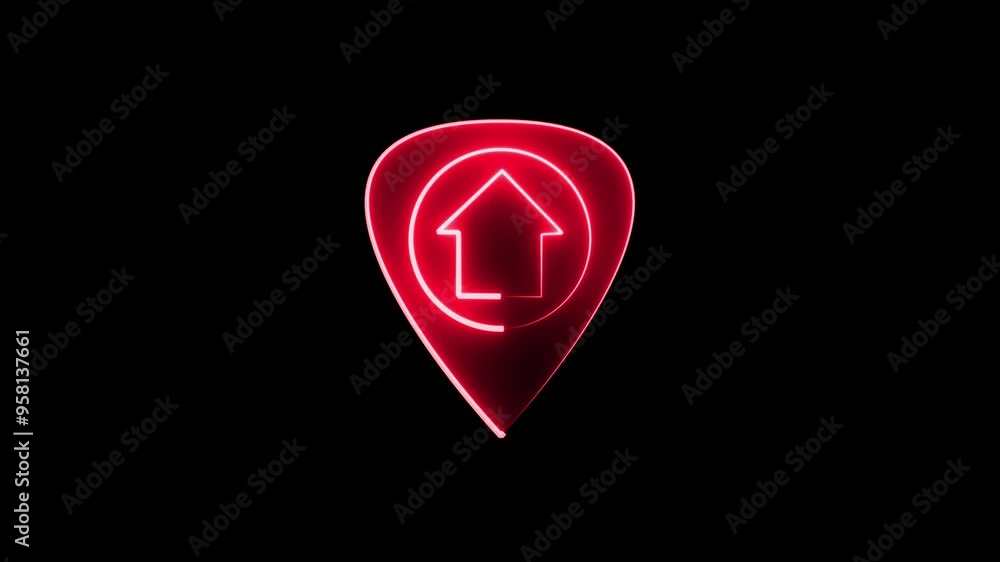 Glowing neon line Map pin icon isolated on black background. Navigation, pointer, location, map, GPS, direction Glowing neon line Map pin icon isolated on black background. Navigation, pointer, location, map, GPS, direction