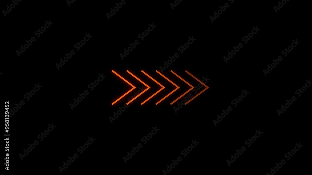 Neon blue right arrow direction icon. Abstract neon arrow loading animation. Neon blue right arrow direction icon. Abstract neon arrow loading animation.