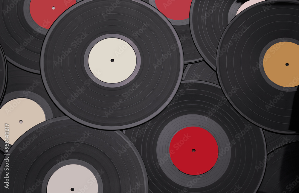 Vinyl records on a stack. Analog sound. Vinyl records background Vinyl records on a stack. Analog sound. Vinyl records background