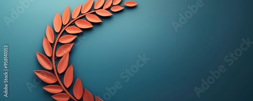 Elegant red laurel wreath on a teal background, symbolizing victory, honor, achievement, and excellence, perfect for awards and recognition themes.