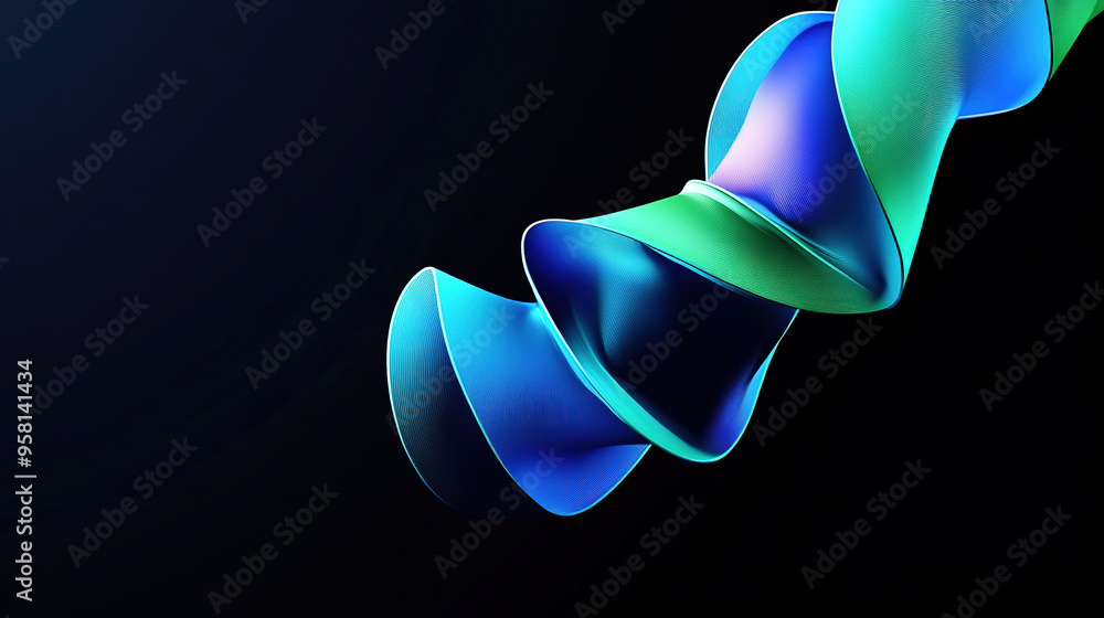 Blue and green spirals on black background, abstract background, futuristic and technological feel, vector illustration in digital art style. Blue and green spirals on black background, abstract background, futuristic and technological feel, vector illustration in digital art style.