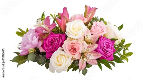 Bouquet of Flowers: Elegant bouquet of flowers arranged beautifully, perfect for celebrations, gifts, and floral designs.