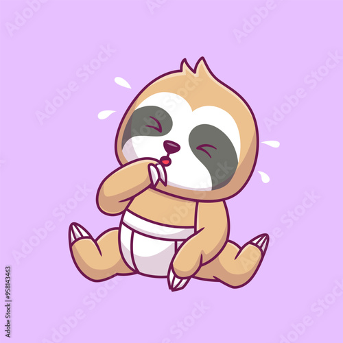 Cute Sloth Baby Crying Cartoon Vector Icon Illustration.
Animal Nature Icon Concept Isolated Premium Vector. Flat
Cartoon Style