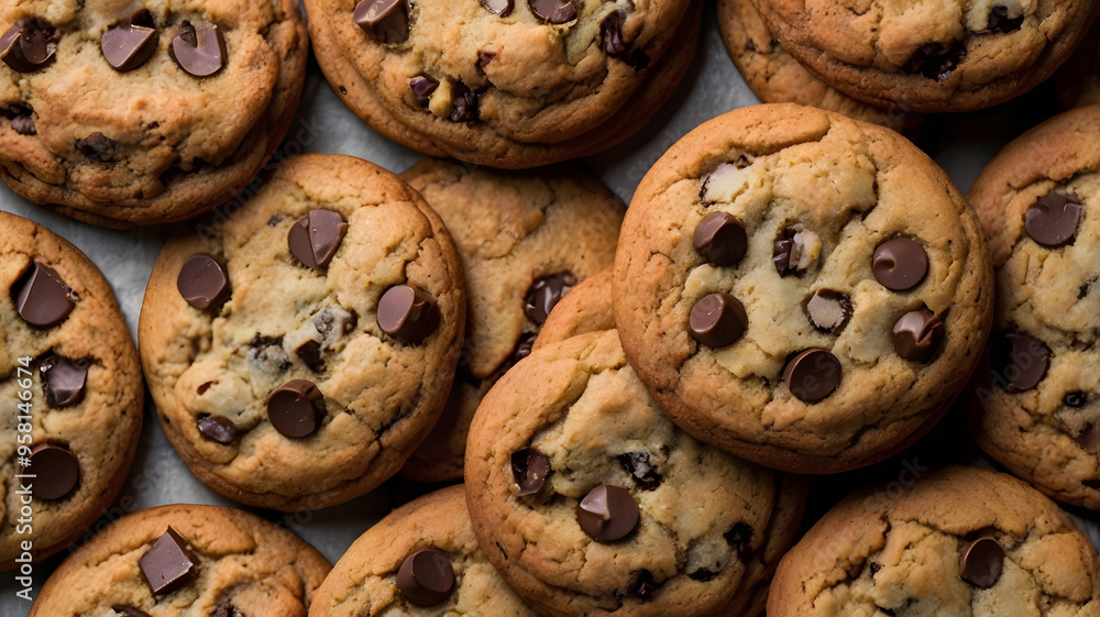 Chocolate chip cookies close up detail, perfect for bakery menus, food blogs, dessert recipes, and social media posts. Delicious treats! Chocolate chip cookies close up detail, perfect for bakery menus, food blogs, dessert recipes, and social media posts. Delicious treats!