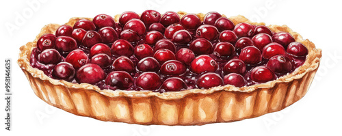 Delicious cranberry tart with golden crust filled with fresh, juicy cranberries. Perfect for dessert or holiday gatherings.