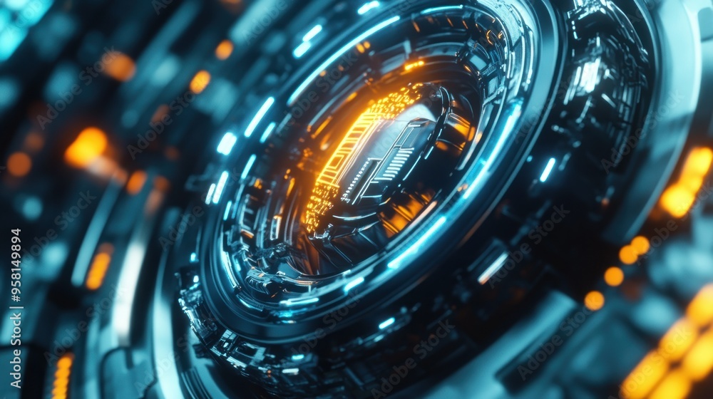 Abstract Futuristic Glowing Machine Detail Abstract Futuristic Glowing Machine Detail
