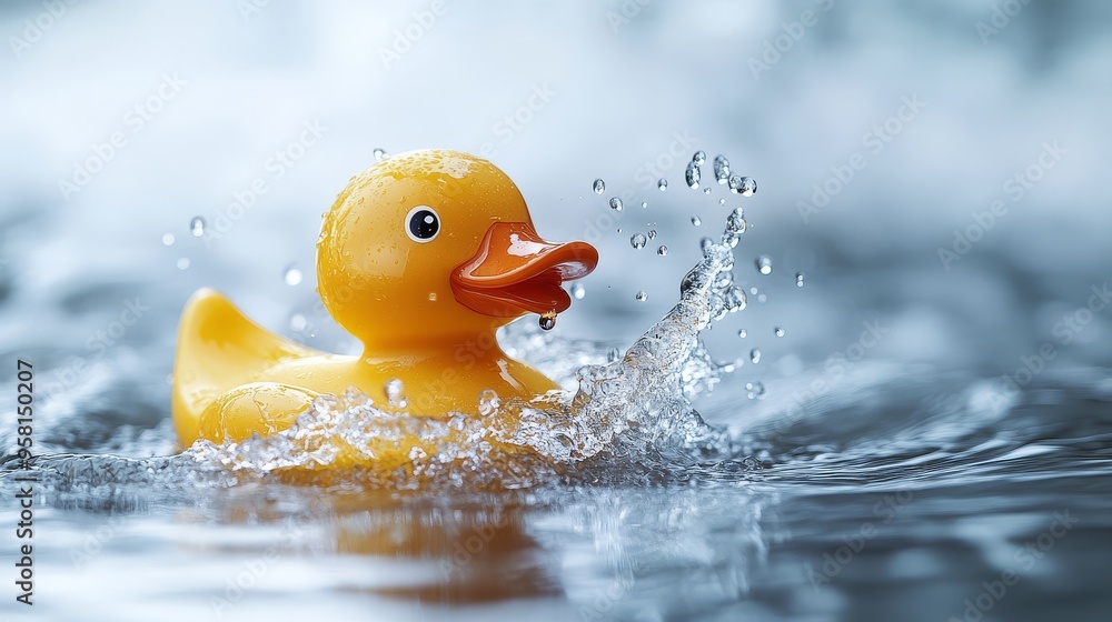 Yellow Rubber Duck Splashing in Water Yellow Rubber Duck Splashing in Water