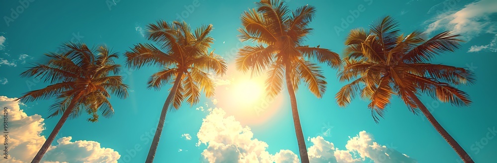 Obraz premium Palm Trees and Blue Sky