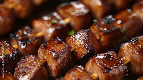 Mouthwatering Grilled Pork Skewers with Charred and Juicy Meat