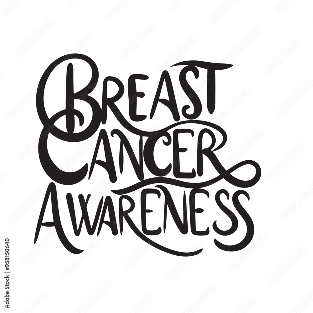 Obraz premium Breast Cancer Awareness text lettering. Hand drawn vector art.