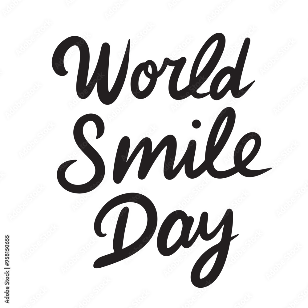 World Smile Day text lettering. Hand drawn vector art. World Smile Day text lettering. Hand drawn vector art.