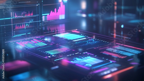 Wallpaper Mural Modern 3D Render of Seamless Budget Flow Management Featuring Financial Charts in Digital Torontodigital.ca