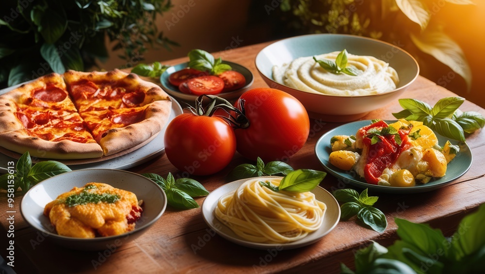 Pasta, Spaghetti, Pizza, Tomato, Basil, Tomatoes Pasta, Spaghetti, Pizza, Tomato, Basil, Tomatoes