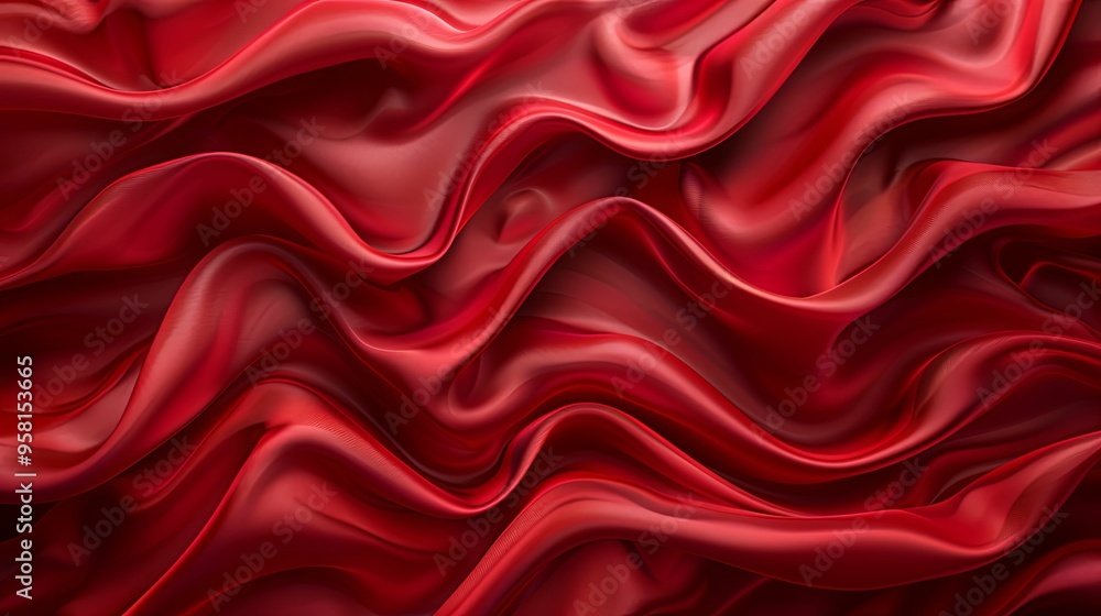 Obraz premium Abstract Red Draped Fabric Texture with Wavy Lines